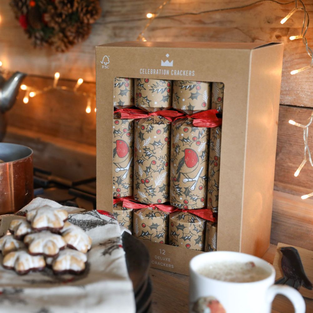 Deluxe Crackers - Red Robin (12 pack) by Celebration Crackers - Christmas Cracker Warehouse