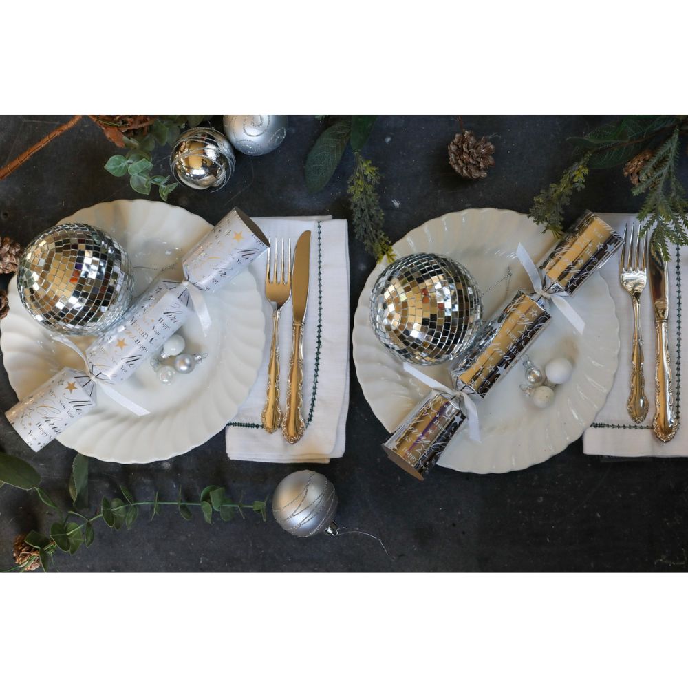 Silver Text Crackers - (Box of 50) Pre - Order by Celebration Crackers - Christmas Cracker Warehouse
