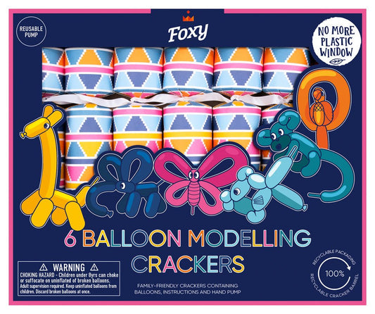 Balloon Modelling Crackers (6 Pack) by Foxy - Christmas Cracker Warehouse
