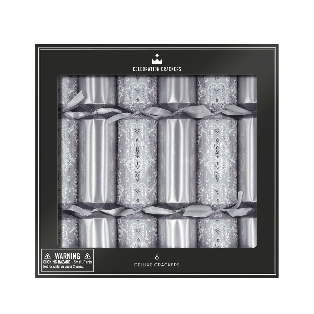Deluxe Crackers - Silver Damask - (6 pack)