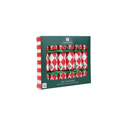 Mini Crackers - Holly Red & White Harlequin (8 Pack)