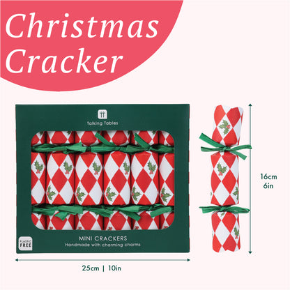 Mini Crackers - Holly Red & White Harlequin (8 Pack)