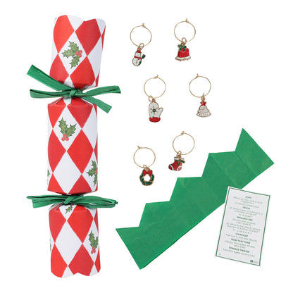 Mini Crackers - Holly Red & White Harlequin (8 Pack)