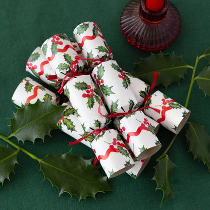 Botanical Holly Mini Crackers (8 Pack) by Talking Tables - Christmas Cracker Warehouse