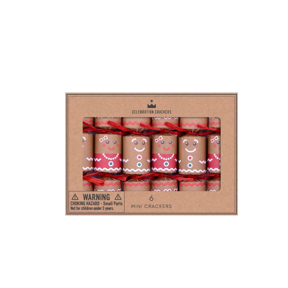 Celebration Crackers - Mini Crackers - 6 Inch - Gingerbread - Set of 6 by Celebration Crackers /Heart and Soul Studio Limited - Christmas Cracker Warehouse