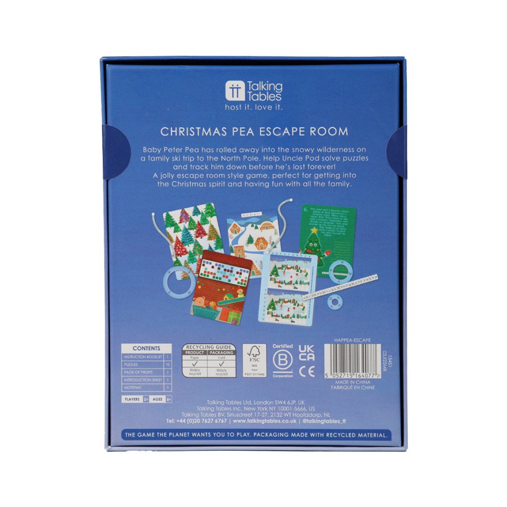 Christmas Escape Room - Pea Edition Game by Talking Tables - Christmas Cracker Warehouse