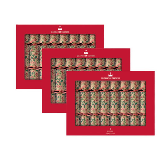 Deluxe Crackers Bundle - Holly Leaves (24 Crackers) by Christmas Cracker Warehouse - Christmas Cracker Warehouse