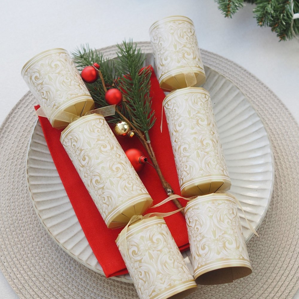 Deluxe Crackers - Ornate Gold (8 pack) by Celebration Crackers - Christmas Cracker Warehouse