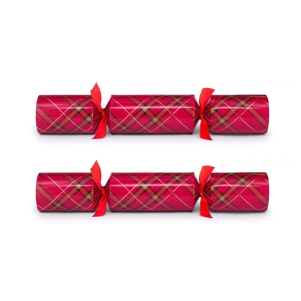 Deluxe Crackers - Red Plaid - (12 pack) by Celebration Crackers - Christmas Cracker Warehouse