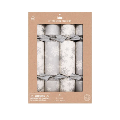 Deluxe Crackers - Silver Snowflake (8 pack) by Celebration Crackers - Christmas Cracker Warehouse