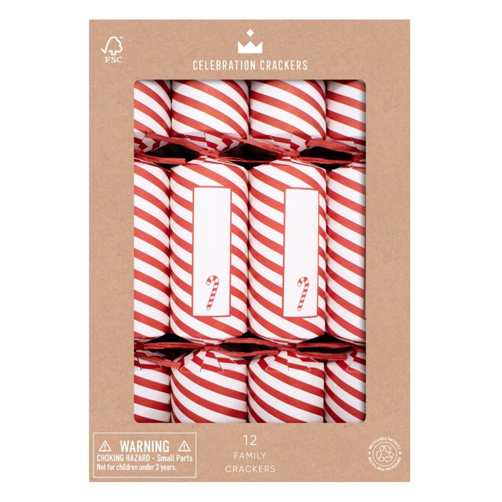 Family Crackers - Candy Cane (12 Pack) by Celebration Crackers - Christmas Cracker Warehouse