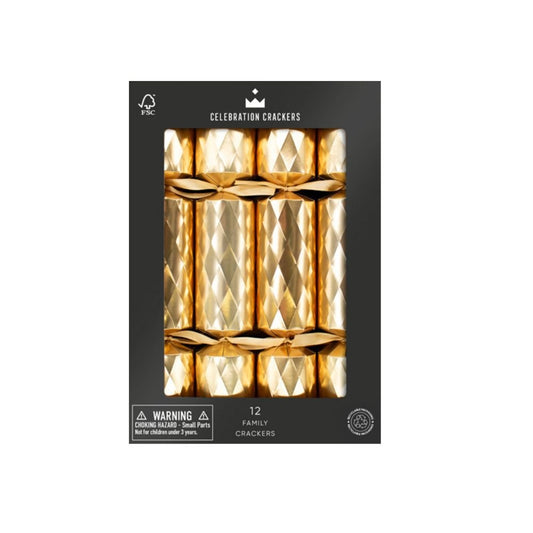 Family Crackers - Gold Diamond Mix (12 Pack) by Celebration Crackers - Christmas Cracker Warehouse