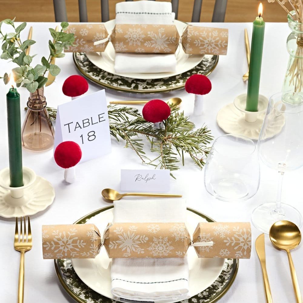 Kraft Snowflake Crackers (Box of 50) by Celebration Crackers - Christmas Cracker Warehouse