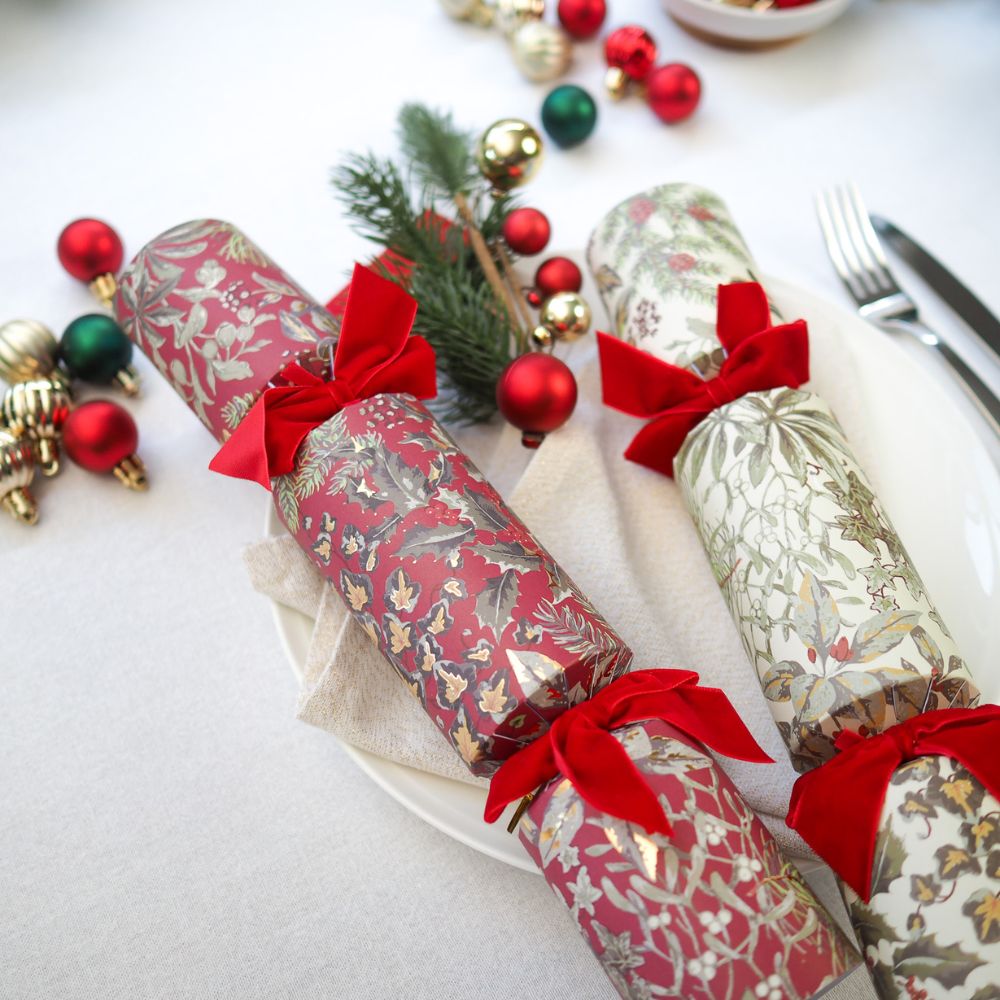 Luxury Crackers - Laura Ashley Red Festive Botanicals (6 pack) by Laura Ashley - Christmas Cracker Warehouse