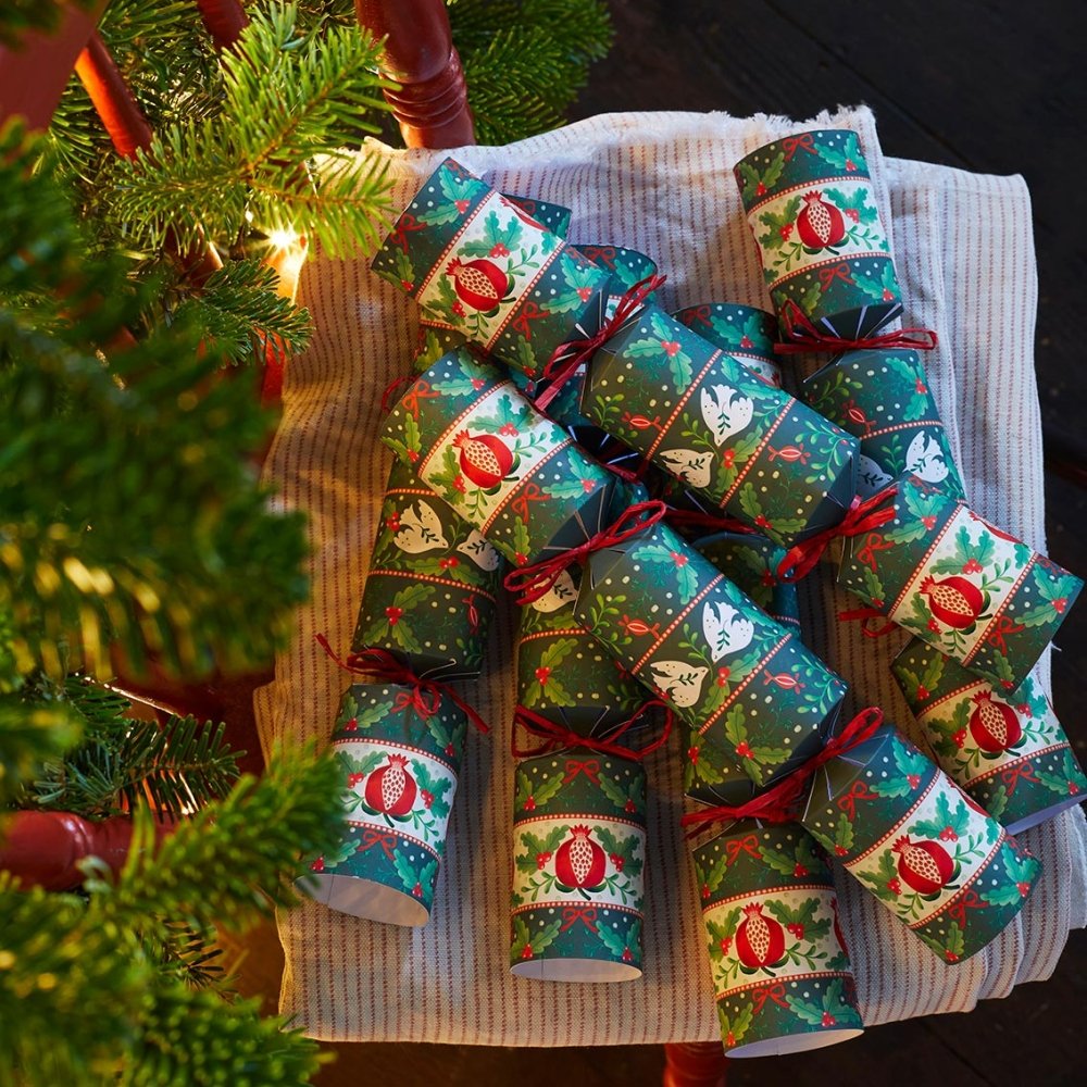 Luxury Eco Crackers - Folklore Green (Set of 6) by Talking Tables - Christmas Cracker Warehouse