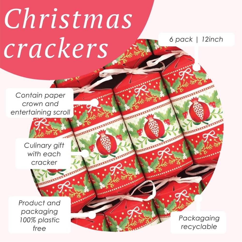 Luxury Eco Crackers - Folklore Red (Set of 6) by Talking Tables - Christmas Cracker Warehouse