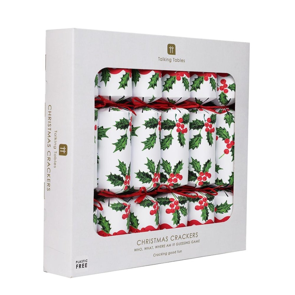 Luxury Eco Crackers - Holly (Set of 6) by Talking Tables - Christmas Cracker Warehouse