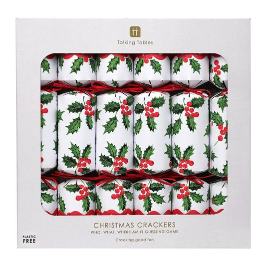 Luxury Eco Crackers - Holly (Set of 6) by Talking Tables - Christmas Cracker Warehouse