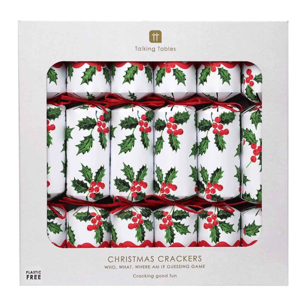 Luxury Eco Crackers - Holly (Set of 6) by Talking Tables - Christmas Cracker Warehouse
