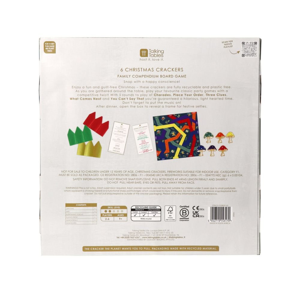 Luxury Eco Crackers - Woodland Forest (Set of 6) by Talking Tables - Christmas Cracker Warehouse