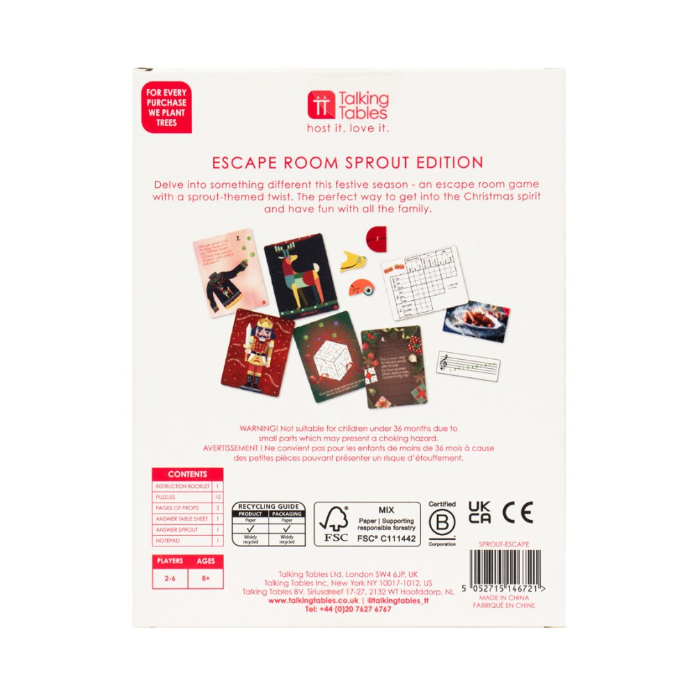 Mini Christmas Escape Room Game - Sprout Edition by Talking Tables - Christmas Cracker Warehouse