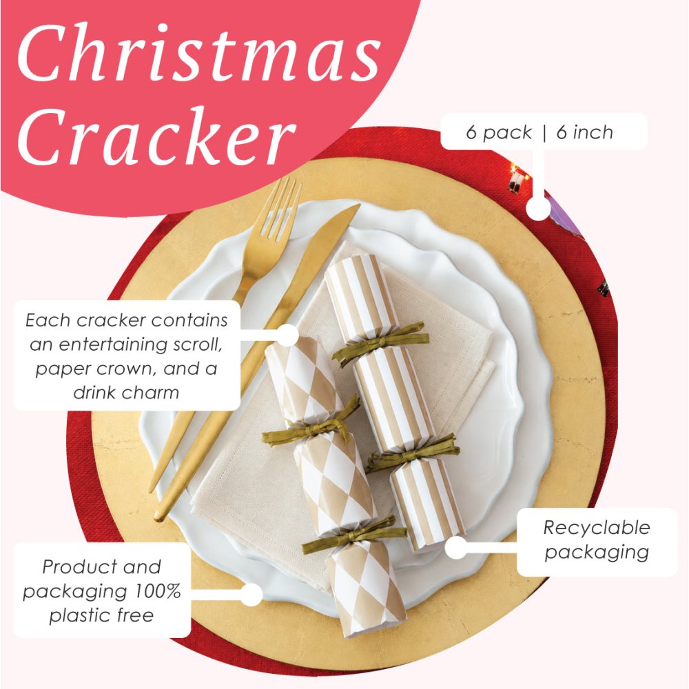 Mini Crackers - Gold Harlequin (8 Pack) by Talking Tables - Christmas Cracker Warehouse