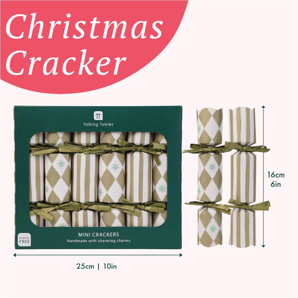 Mini Crackers - Gold Harlequin (8 Pack) by Talking Tables - Christmas Cracker Warehouse