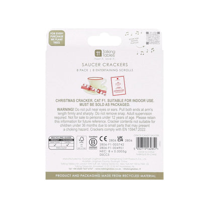 Mini Saucer Crackers - Bow (8 Pack) by Talking Tables - Christmas Cracker Warehouse