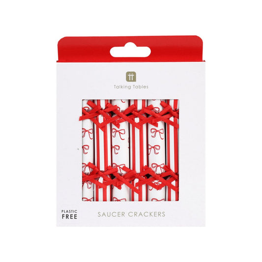 Mini Saucer Crackers - Bow (8 Pack) by Talking Tables - Christmas Cracker Warehouse