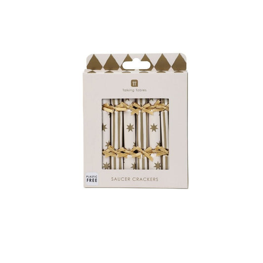 Mini Saucer Crackers - Gold (8 Pack) by Talking Tables - Christmas Cracker Warehouse