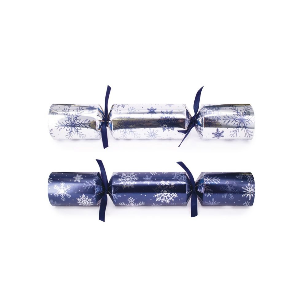 Navy Snowflake Crackers (Box of 50) Pre - Order by Celebration Crackers - Christmas Cracker Warehouse