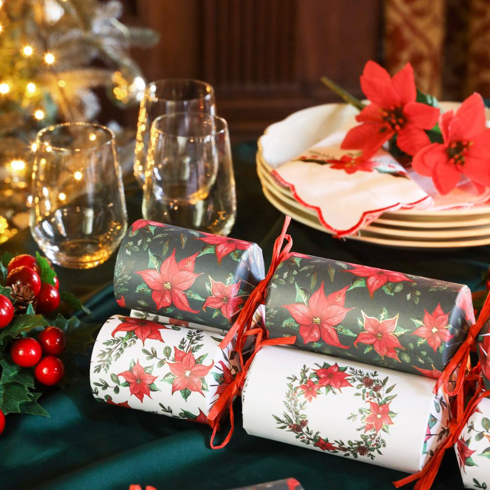 Regency Luxury Crackers - Red Poinsettia (Set of 6) by Celebration Crackers - Christmas Cracker Warehouse