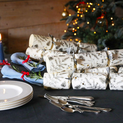 Silver Botanical Crackers (Box of 50) by Celebration Crackers - Christmas Cracker Warehouse