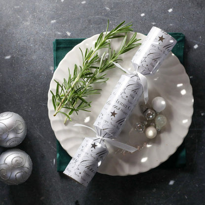 Silver Text Crackers - (Box of 50) Pre - Order by Celebration Crackers - Christmas Cracker Warehouse