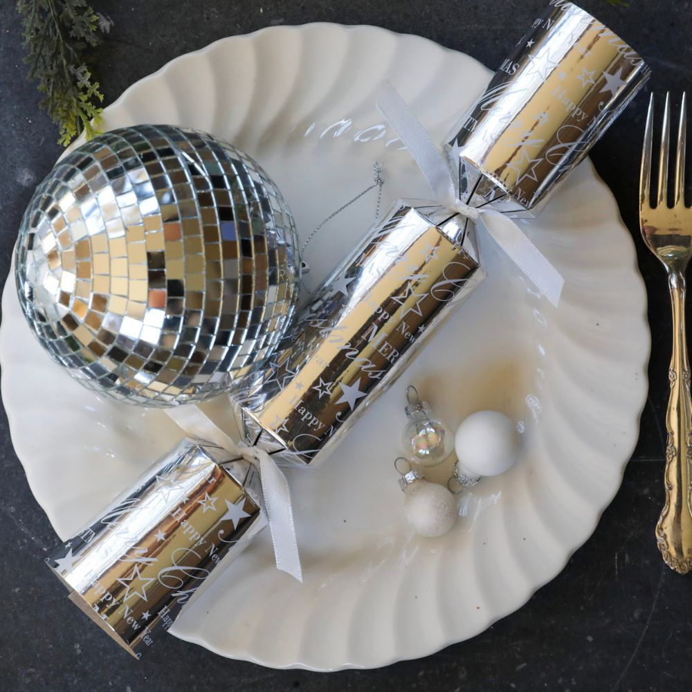 Silver Text Crackers - (Box of 50) Pre - Order by Celebration Crackers - Christmas Cracker Warehouse