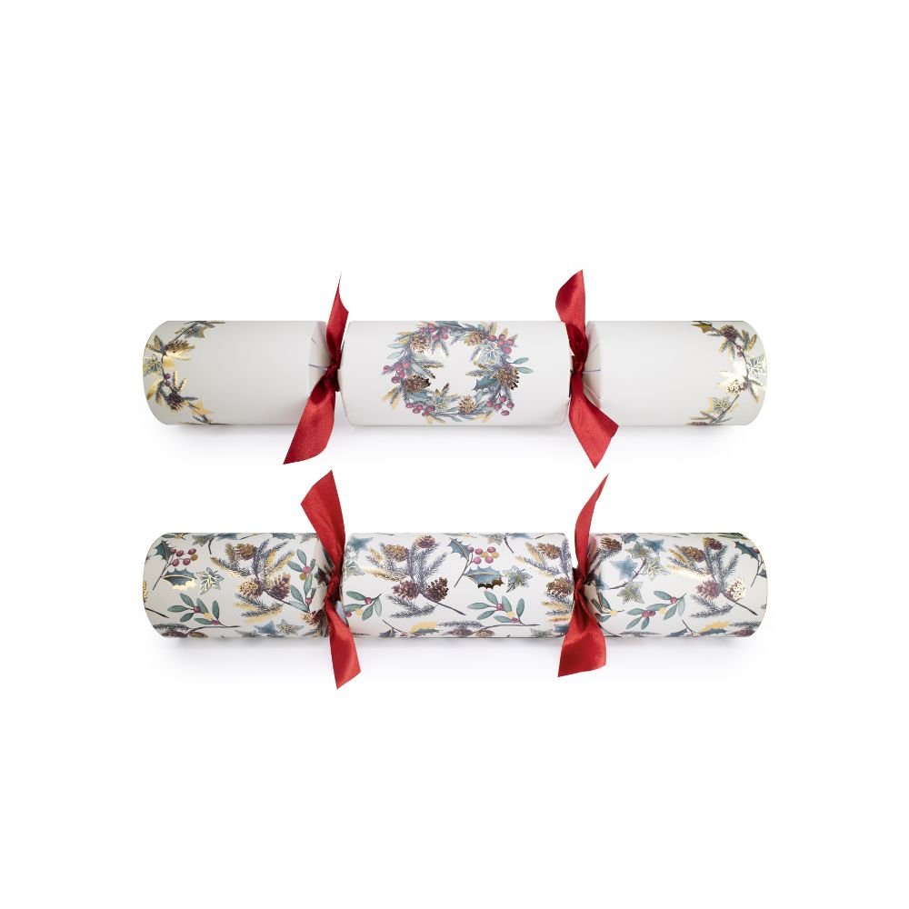 Super Deluxe Crackers - Natural Wreath (8 pack) by Celebration Crackers - Christmas Cracker Warehouse
