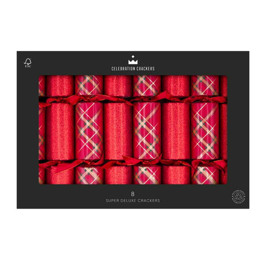 Super Deluxe Crackers - Tartan Cracker (8 pack) by Celebration Crackers - Christmas Cracker Warehouse