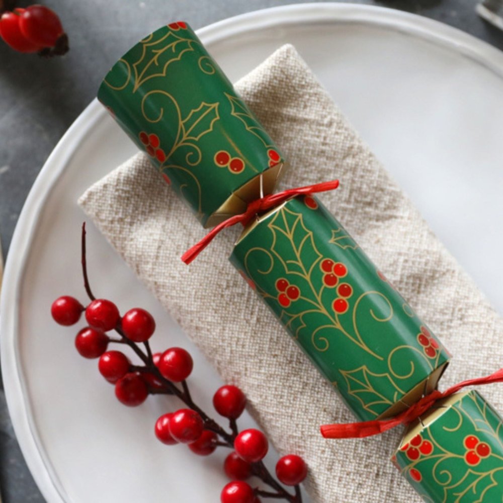 Swirling Holly Crackers (Box of 50) by Celebration Crackers - Christmas Cracker Warehouse