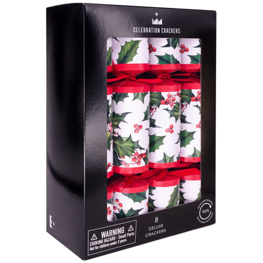 Deluxe Crackers - Christmas Holly (8 Pack) by Celebration Crackers - Christmas Cracker Warehouse