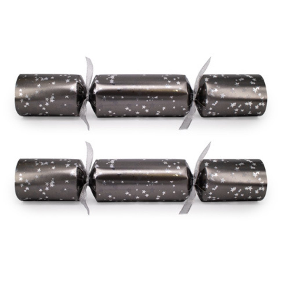 Deluxe Crackers - Silver Stars (8 Pack) by Celebration Crackers - Christmas Cracker Warehouse