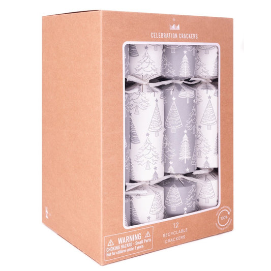 Eco Crackers - Silver Trees (12 Pack) by Celebration Crackers - Christmas Cracker Warehouse