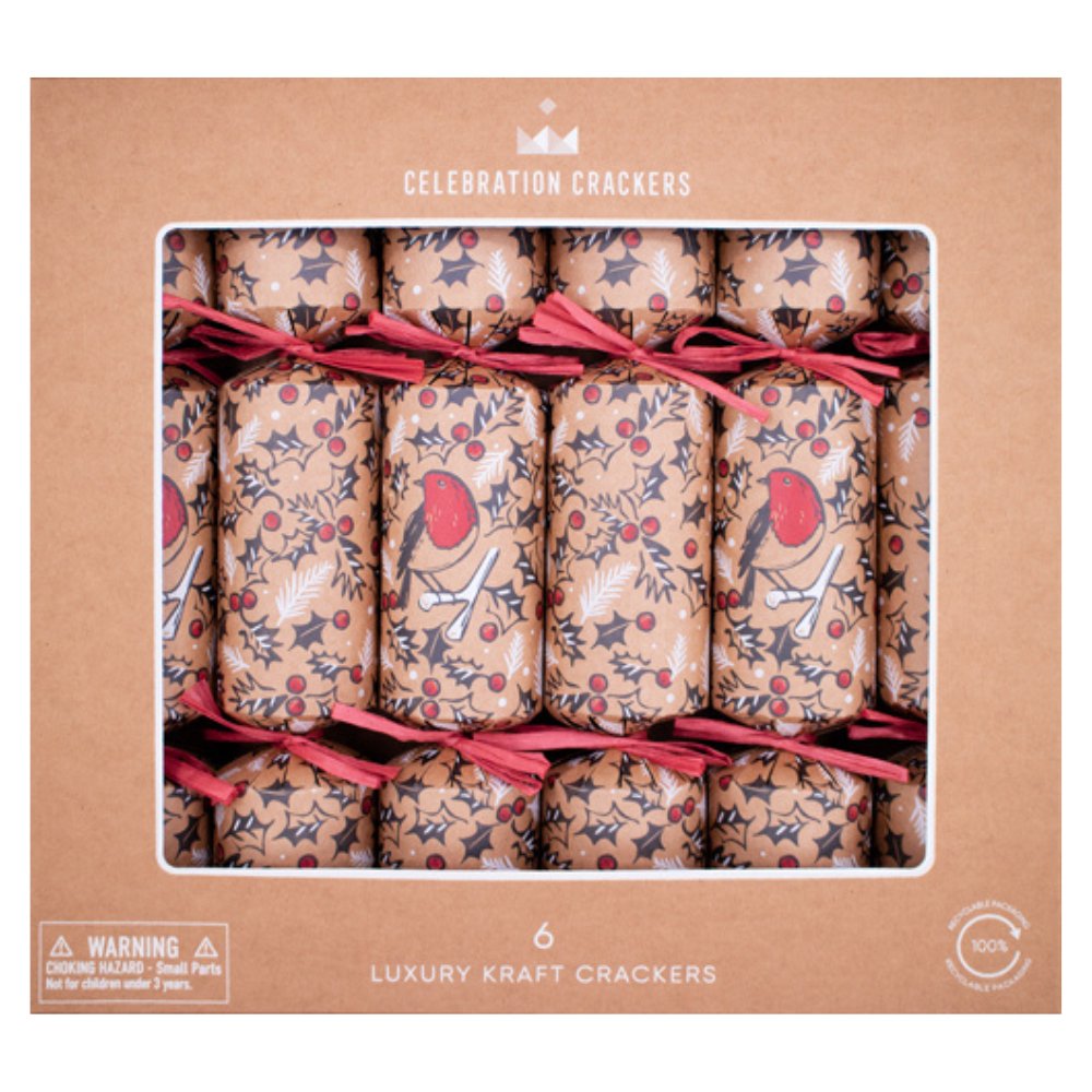 Luxury Eco Crackers - Red Robin (Set of 6) by Celebration Crackers - Christmas Cracker Warehouse