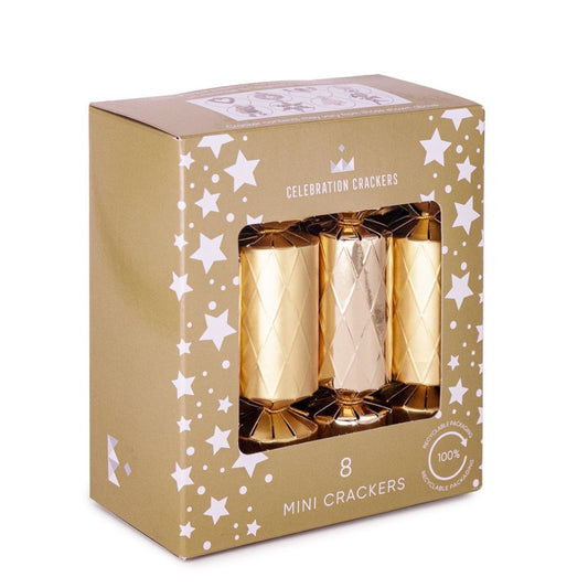 Mini Crackers - Diamond Gold (8 Pack) by Celebration Crackers - Christmas Cracker Warehouse