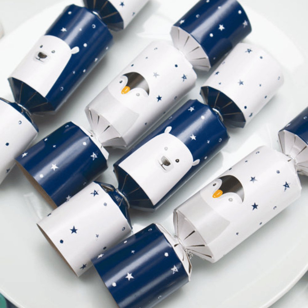 Mini Crackers - Penguin & Polar Bear (8 Pack) by Celebration Crackers - Christmas Cracker Warehouse