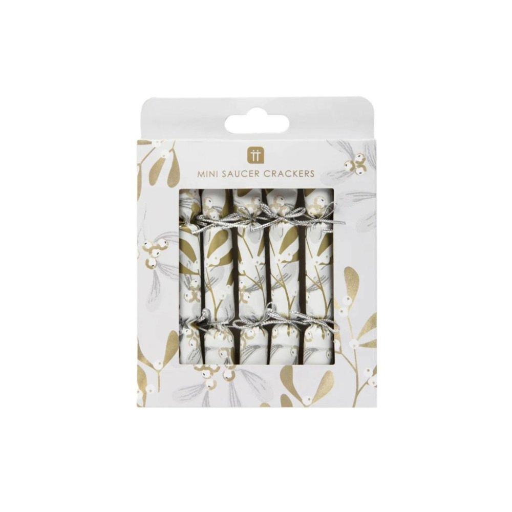 Mini Saucer Crackers - Botanical Mistletoe (8 Pack) by Talking Tables - Christmas Cracker Warehouse