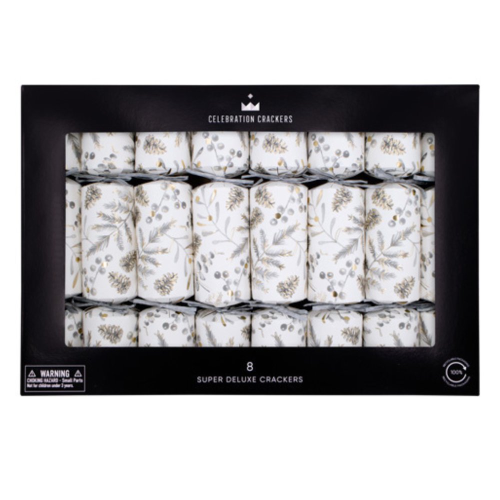 Super Deluxe Crackers & Bonbons - Silver Botanical (Set Of 8 ...